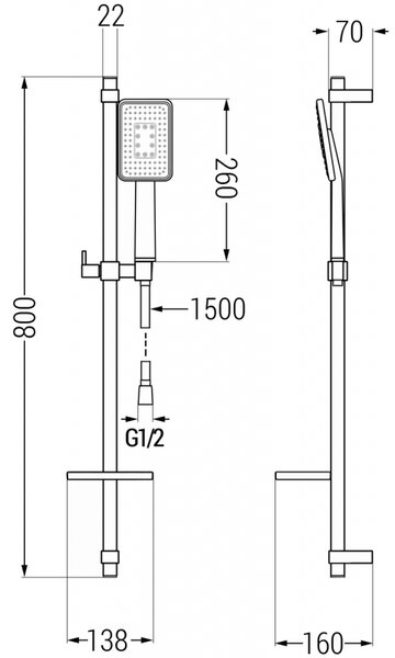 Mexen DQ54 set de duș glisant, alb - 785544581-21