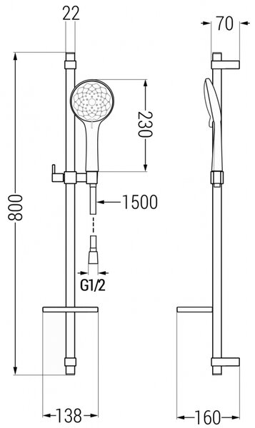 Mexen DQ74 set de duș glisant, crom - 785744581-00