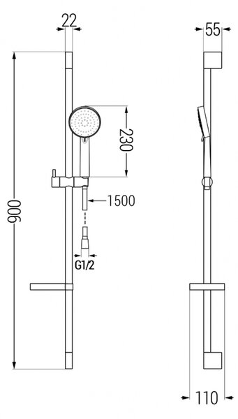 Mexen Pecos DS75 set de duș, negru - 72704DS75-70
