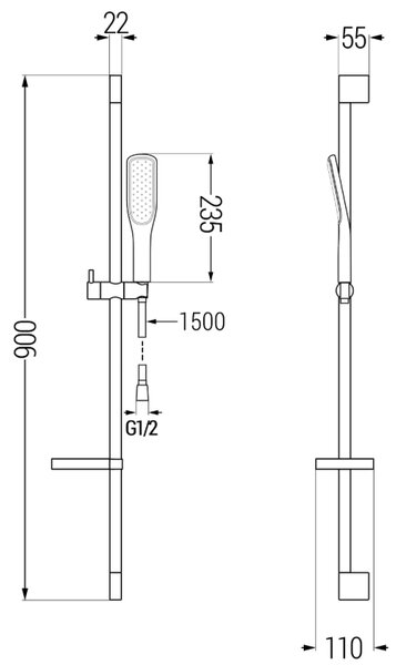 Mexen DS49 set de duș culisant, negru - 785494583-75