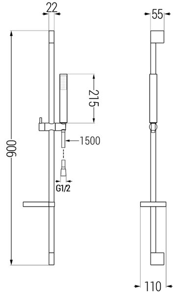 Mexen DS77 set de duș glisant, crom - 785774583-00