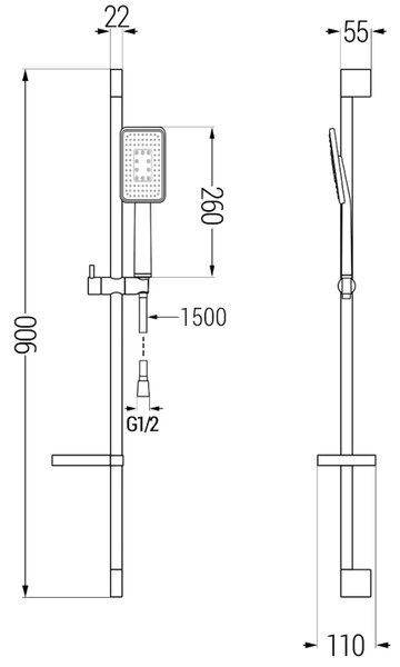 Mexen DS54 set de duș glisant, negru - 785544583-71
