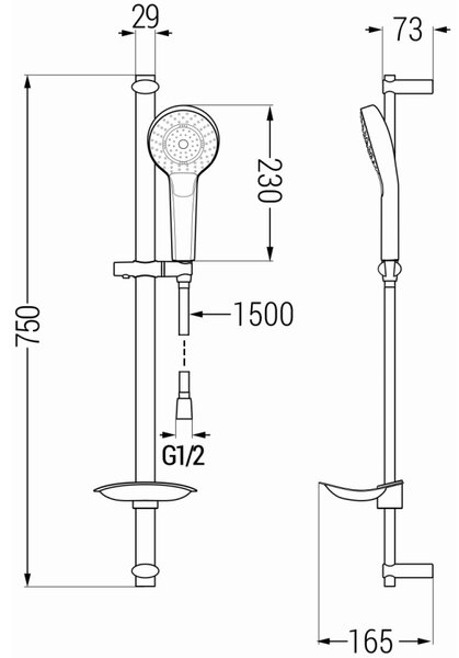 Mexen DB05 set de duș glisant, negru - 785054584-70