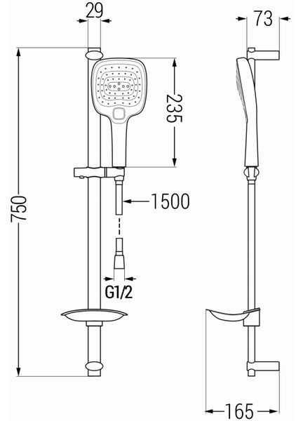 Mexen DB17 set de duș glisant, negru - 785174584-70
