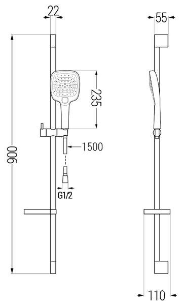 Mexen DS17 set de duș culisant, crom - 785174583-00