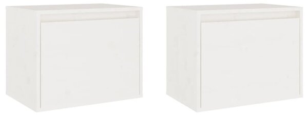Dulapuri de perete, 2 buc., alb, 45x30x35 cm, lemn masiv de pin