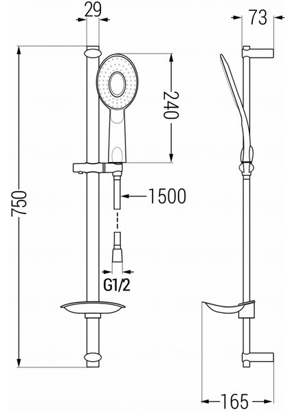 Set de duș Mexen DB73, crom/alb, 785734584-02