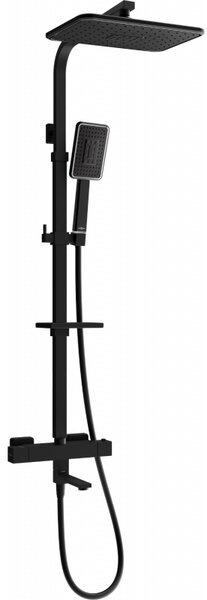 Mexen CQ54 set cadă-duș cu duș fix și baterie termostatică, negru/crom - 779105495-71