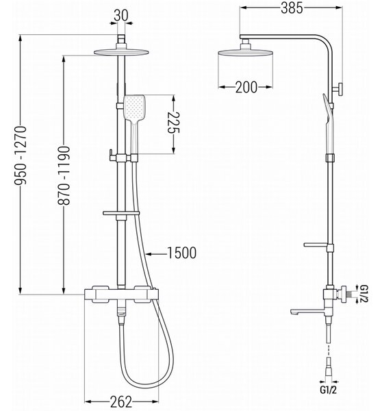Mexen - Set de duș CQ62 cu robinet termostatic Cube, alb, 779106295-20
