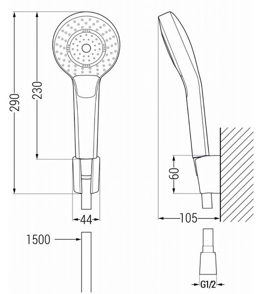 Mexen Pecos R05 set de baie, crom - 72703R05-00