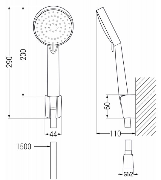 Mexen Kama R75 set de baie, crom - 72513R75-00