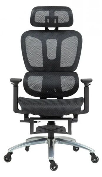 METACHAIR Scaun ergonomic, cotiere 3D, suport picioare, Full Mesh, Negru