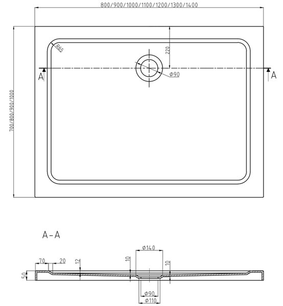 Mexen Omega cabină de duș glisantă 100 x 70 cm, transparentă, neagră + cadă plată, albă - 825-100-070-70-00-4010B