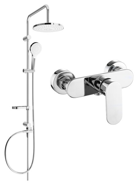 Mexen Erik set de duș montat pe perete cu pară de duș și baterie de duș Milo, crom - 71340205-00