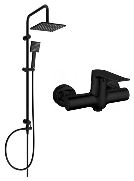 Mexen Tord set de duș montat pe perete cu cap de duș și baterie de duș Pecos, negru - 72740200-70