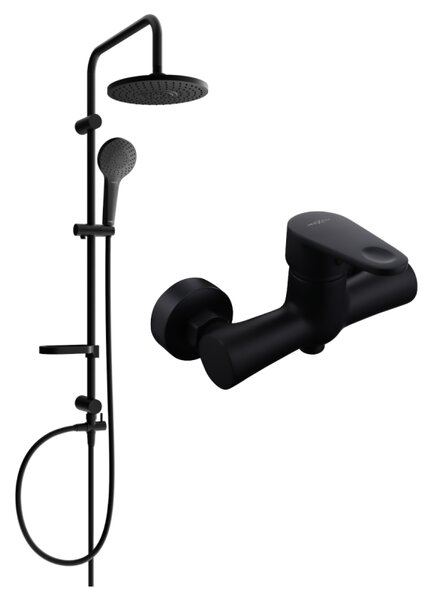Mexen Erik set de duș montat pe perete cu duș superior și baterie de duș Kama, negru - 72540205-70