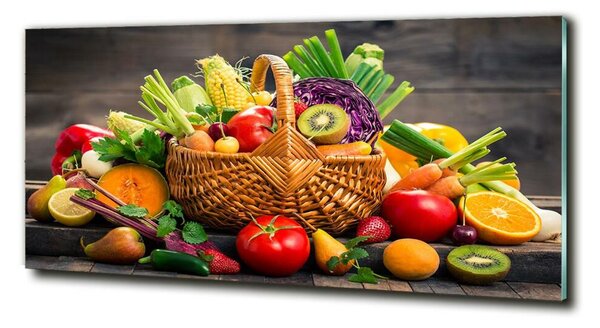 Tablou Printat Pe Sticlă Un coș de legume fructe
