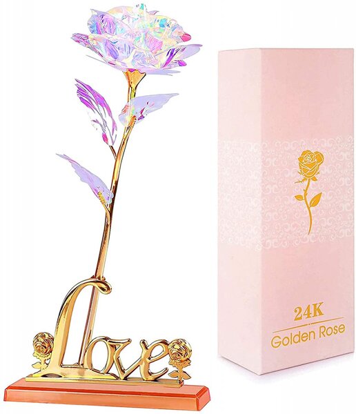 Trandafir NewX, 24K, auriu/roz, 24 x 14 cm