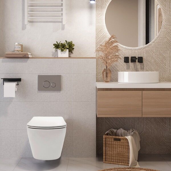 Rea, Set vas WC suspendat REA CARLO Flat Mini Rimless + bideu suspendat REA CARLO Mini, KPL-C2760
