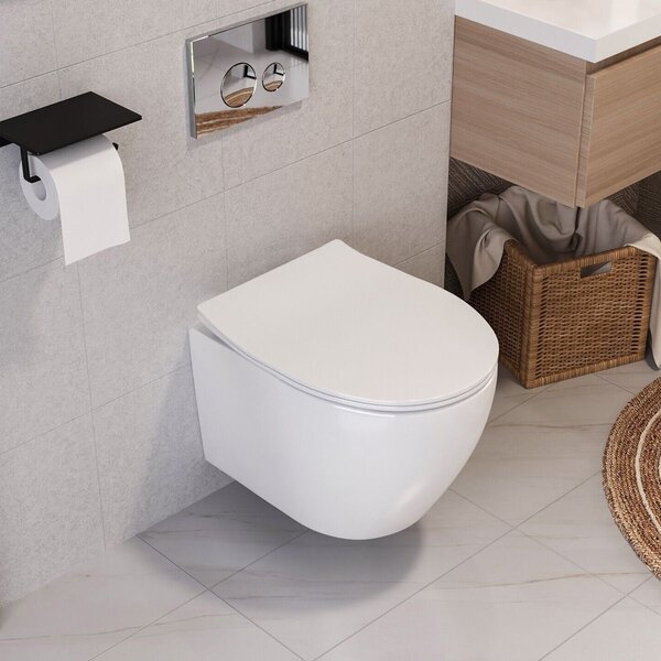 Rea, Set vas WC suspendat REA CARLO Flat Mini Rimless + bideu suspendat REA CARLO Mini, KPL-C2760
