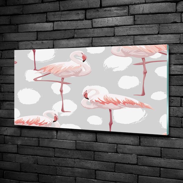 Tablou pe pe sticlă Flamingos