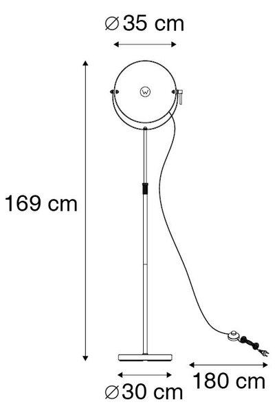 Lampă de podea neagră cu auriu reglabilă de 35 cm - Magnax