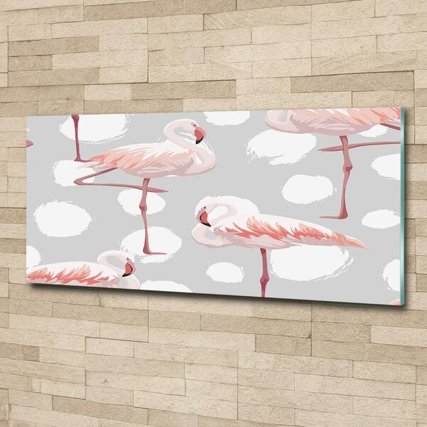 Tablou pe pe sticlă Flamingos