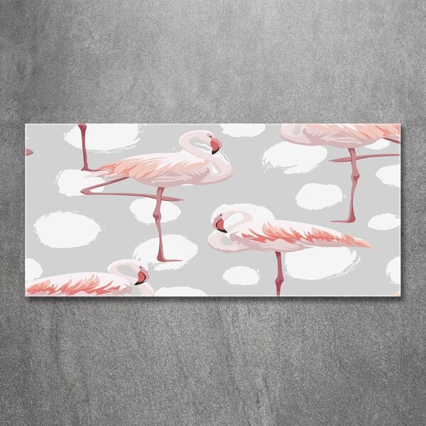 Tablou pe pe sticlă Flamingos