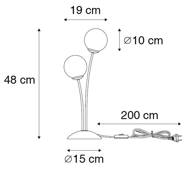 Lampă de masă modernă aurie cu 2 lumini și sticlă fum - Atena