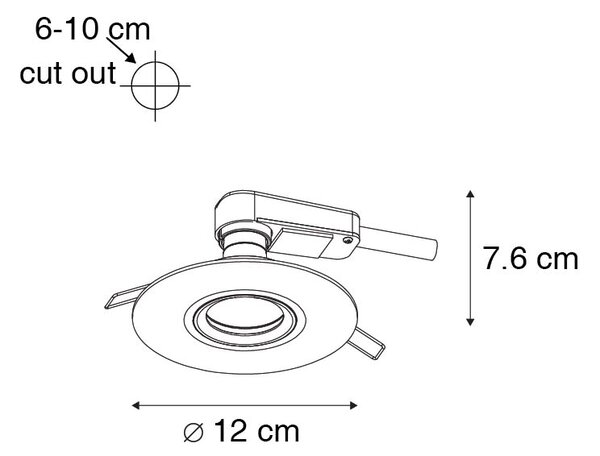 Spot încastrat inteligent negru, inclusiv Wifi GU10 50mm - Buco
