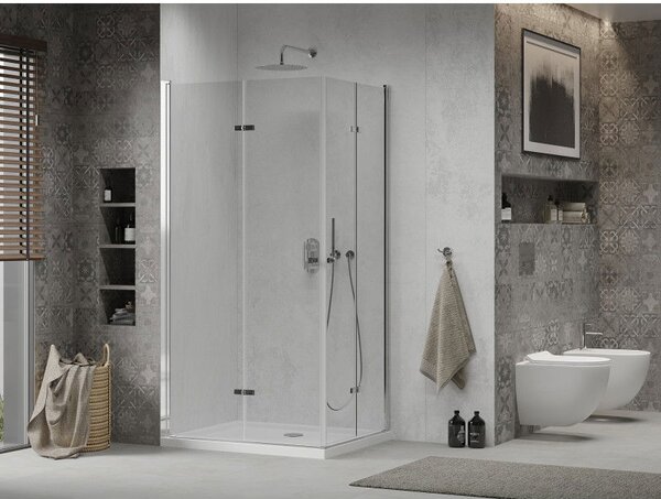 Mexen Lima Duo cabină de duș pliabilă 80 x 70 cm, transparent, crom + cadă Flat - 856-080-070-01-02-4010