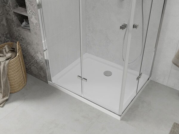 Mexen Lima Duo cabină de duș pliabilă 80 x 70 cm, transparent, crom + cadă Flat - 856-080-070-01-02-4010