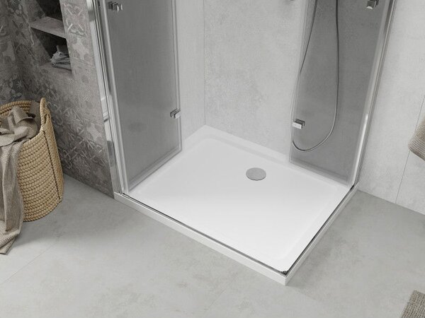 Mexen Lima Duo cabină de duș pliabilă 80 x 70 cm, transparent, crom + cadă Flat - 856-080-070-01-02-4010