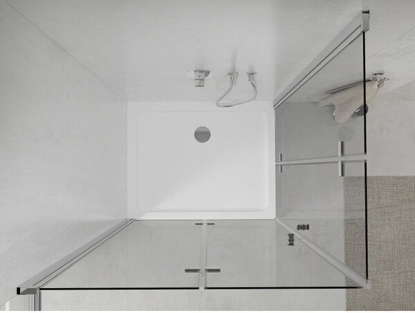 Mexen Lima Duo cabină de duș pliabilă 80 x 70 cm, transparent, crom + cadă Flat - 856-080-070-01-02-4010