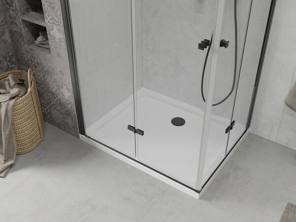 Mexen Lima Duo cabină de duș pliabilă 80 x 70 cm, transparent, negru + cadă Flat - 856-080-070-70-02-4010B