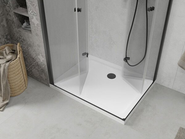 Mexen Lima Duo cabină de duș pliabilă 80 x 70 cm, transparent, negru + cadă Flat - 856-080-070-70-02-4010B