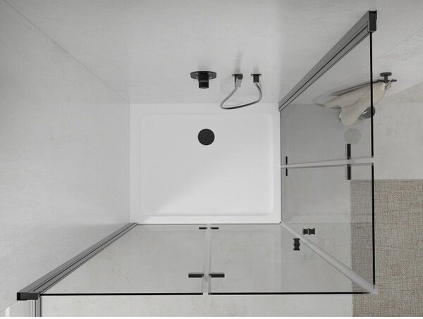 Mexen Lima Duo cabină de duș pliabilă 80 x 70 cm, transparent, negru + cadă Flat - 856-080-070-70-02-4010B