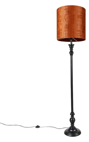 Lampa de podea clasica neagra cu abajur rosu 40 cm - Classico