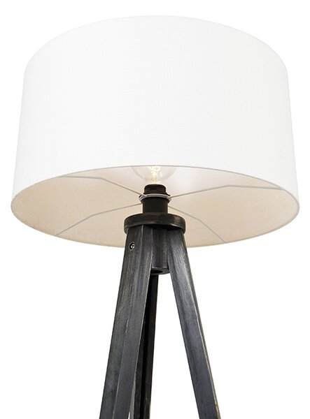 Lampă de podea cu trepied negru cu abajur alb 50 cm - Tripod Classic