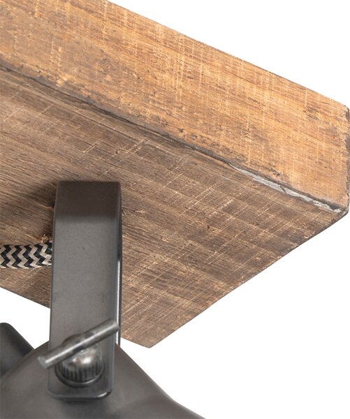 Spot rustic negru cu lemn 2 lumini reglabil - Jelle