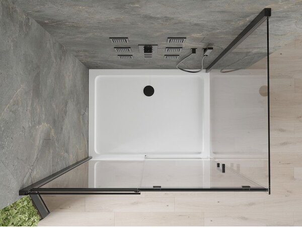 Mexen Omega cabină de duș glisantă 100 x 70 cm, transparentă, neagră + cadă plată, albă - 825-100-070-70-00-4010B