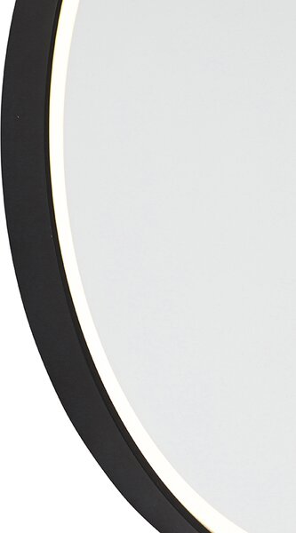 Oglindă de baie neagră 50 cm incl. LED cu dimmer tactil - Miral