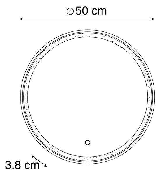 Oglindă de baie neagră 50 cm incl. LED cu dimmer tactil - Miral