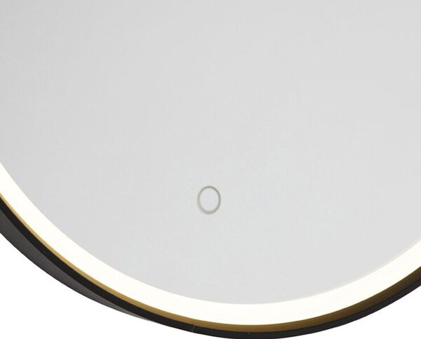 Oglindă de baie neagră 50 cm incl. LED cu dimmer tactil - Miral