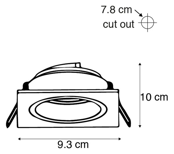Set de 6 spoturi încastrate pătrate din aluminiu reglabile - Chuck