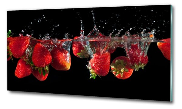 Tablou pe pe sticlă Căpșune sub apă