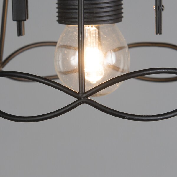 Lampă suspendată retro neagră 15 cm - Granny Frame