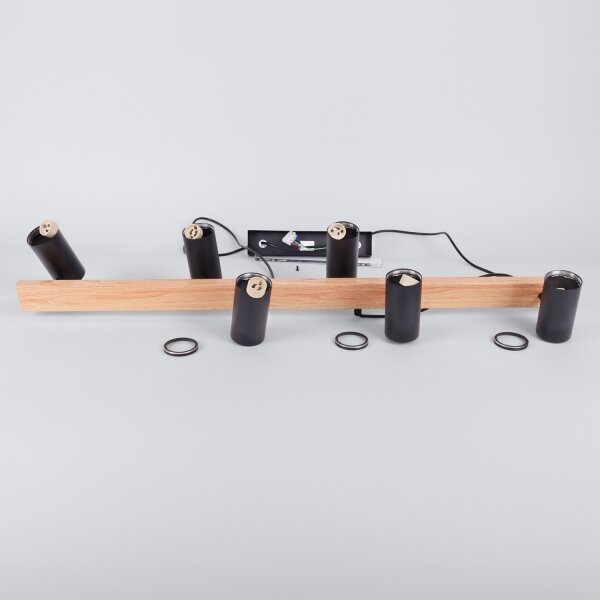 Brilagi - Candelabru LED RGBW reglabil, suspendat pe cablu SELE 6xGU10/6,5W/230V negru/stejar
