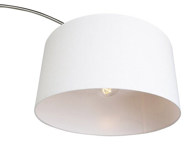 Lampă cu arc din oțel cu abajur din stofă alb 50/50/25 reglabil - XXL