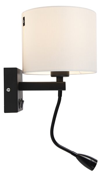 Lampa de perete moderna neagra cu abajur alb - Brescia